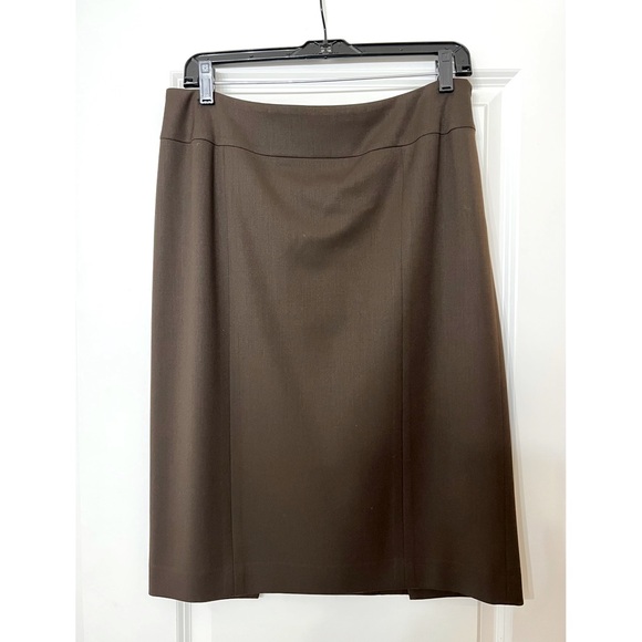 Lafayette 148 Brown Wool Stretch Pencil Skirt Sz 8 - Picture 1 of 4